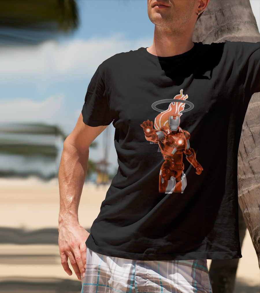 Iron Man Miami Heat Basketball Crossover Fan T-Shirt