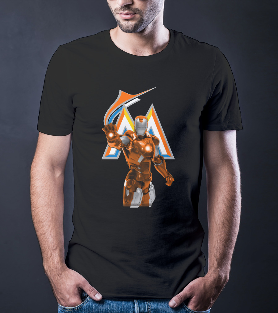 Iron Man Miami Marlins Superhero Crossover T-Shirt