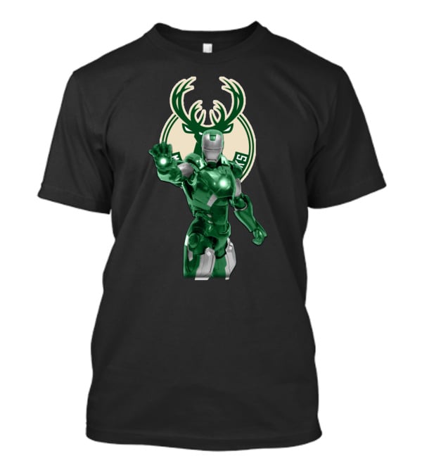 Iron Man Milwaukee Bucks Marvel Crossover Fan T-Shirt