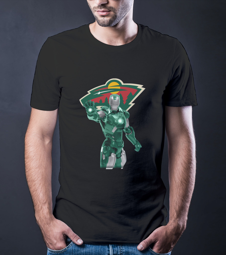 Minnesota Wild Iron Man Mashup Hockey Marvel Crossover T-Shirt