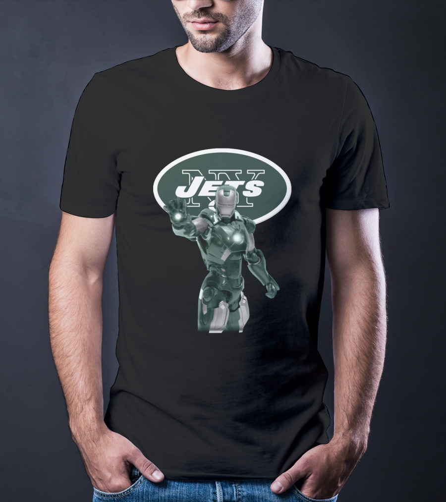 Iron Man New York Jets Marvel Superhero Nfl Fan Crossover T-Shirt