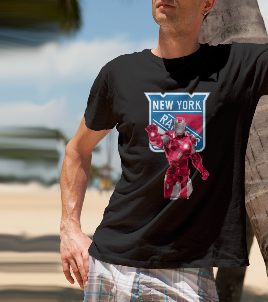 Iron Man Marvel New York Rangers Crossover With Iconic Hockey T-Shirt