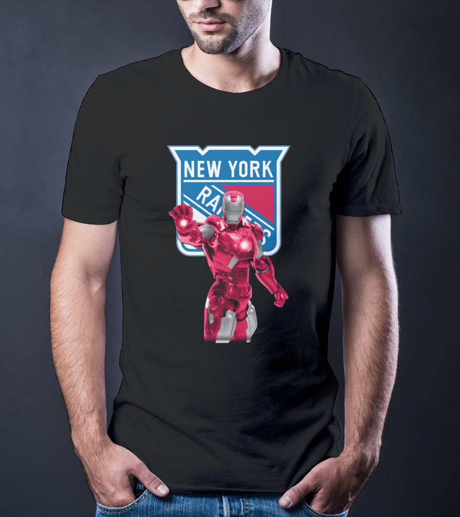 Iron Man Marvel New York Rangers Crossover With Iconic Hockey T-Shirt