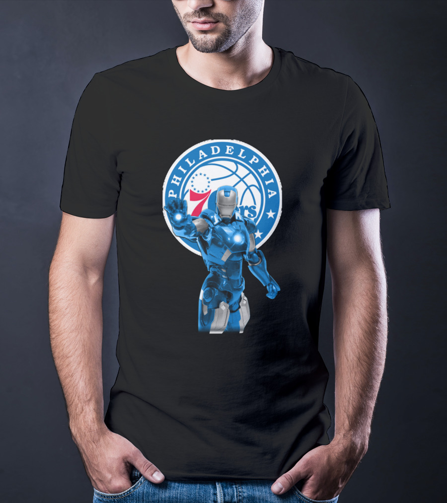 Iron Man Philadelphia 76ers Basketball Crossover Fans T-Shirt