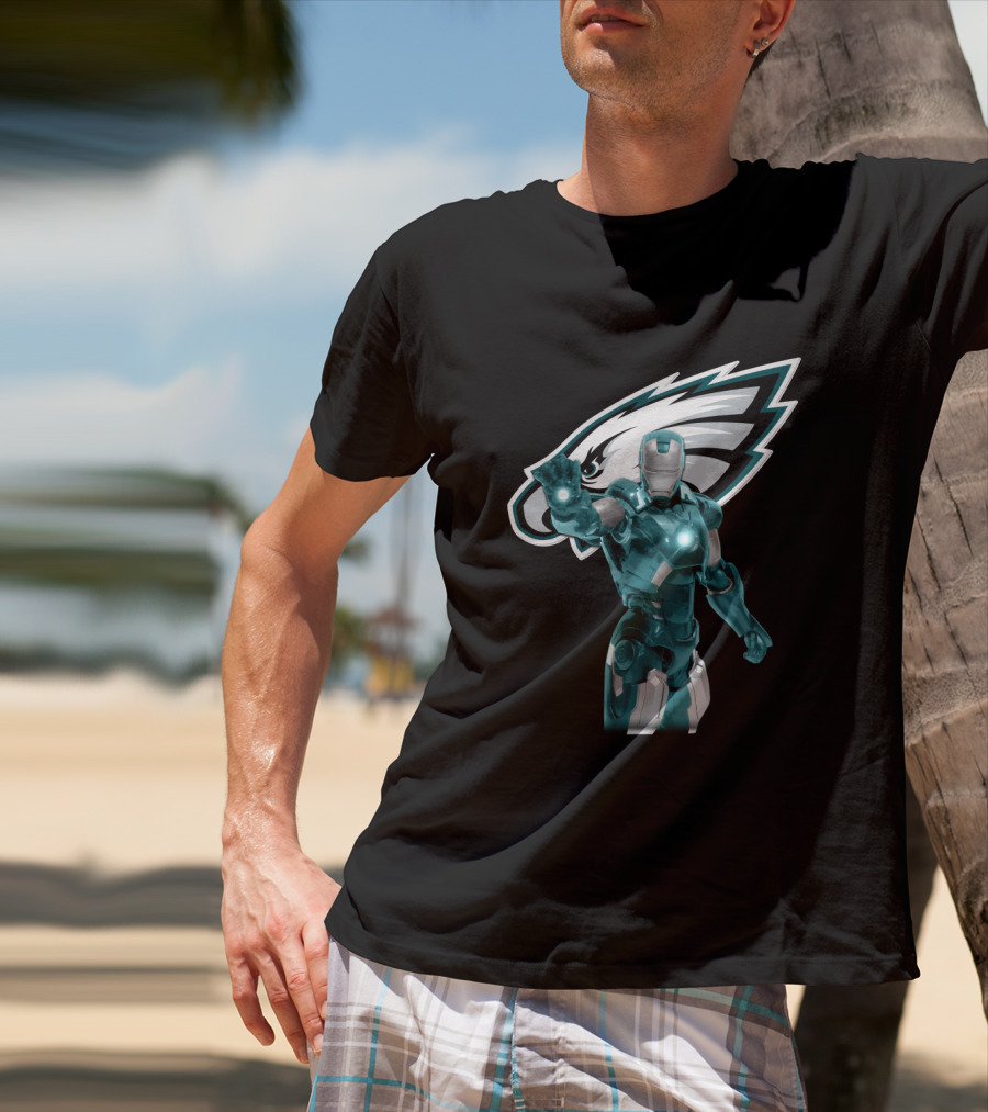 Iron Man Philadelphia Eagles Fans Marvel Team Crossover T-Shirt