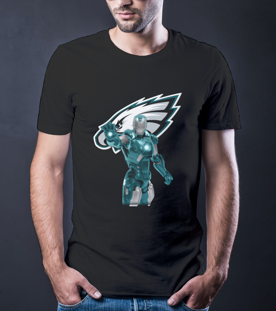 Iron Man Philadelphia Eagles Fans Marvel Team Crossover T-Shirt