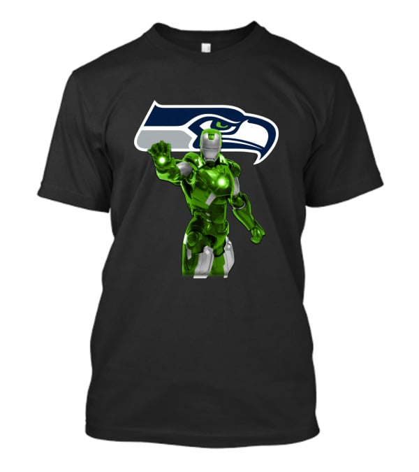 Iron Man Green Suit Seattle Seahawks Fans Marvel Crossover T-Shirt