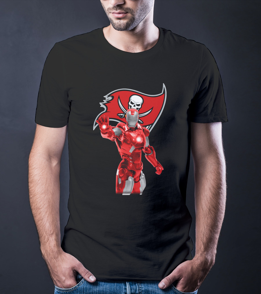Iron Man Buccaneers Fans Tampa Bay Crossover Marvel Football Enthusiasts T-Shirt