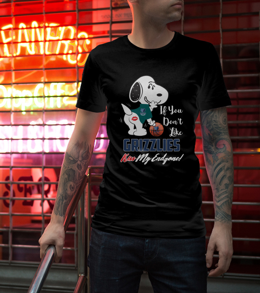 If You Don't Like Grizzlies Kiss My Endzone Snoopy Memphis Grizzlies Fans T-Shirt