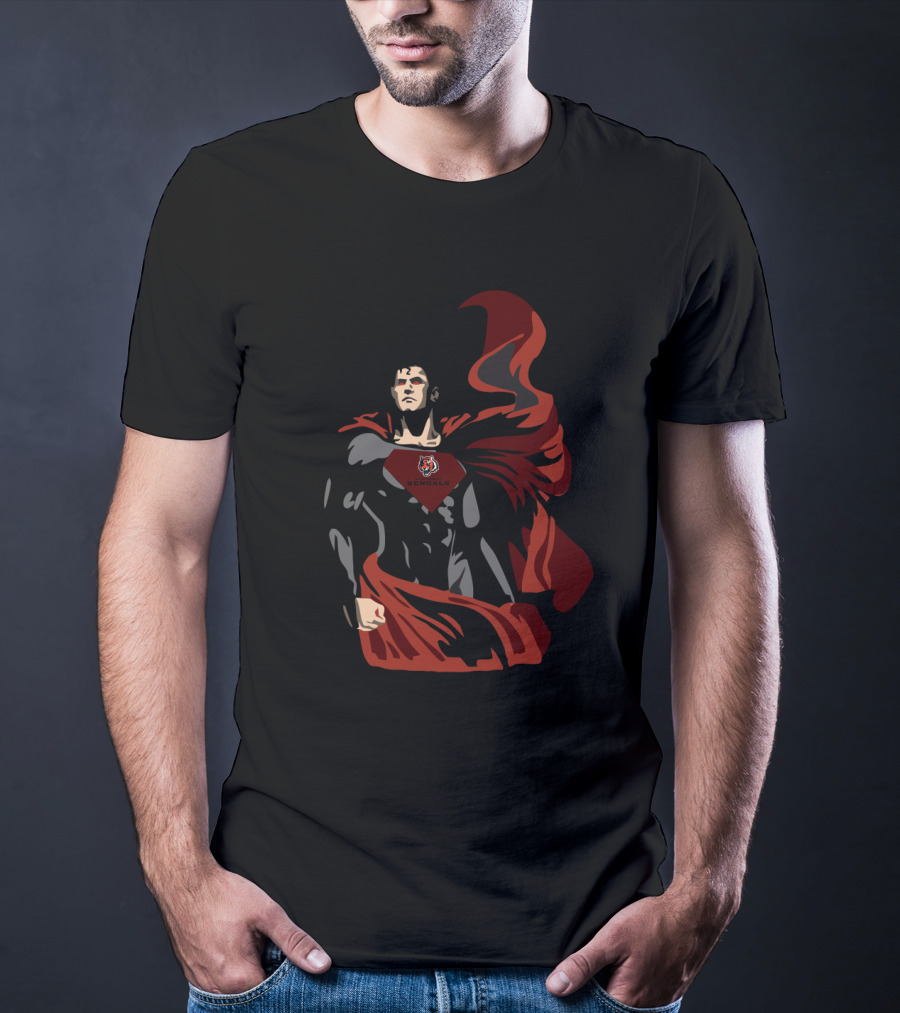 Superman Cincinnati Bengals Fans Logo Iconic Superhero Style T-Shirt