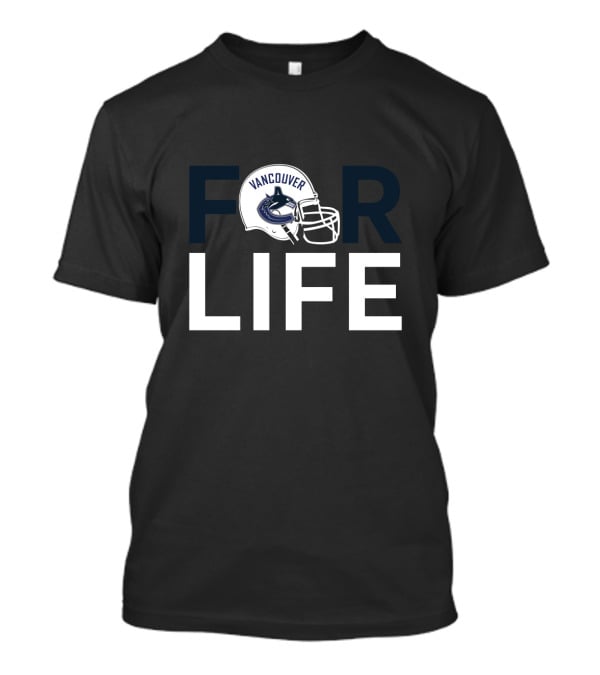 Vancouver Canucks Loyalty Emblematic Text Featuring Iconic Hockey Helmet T-Shirt