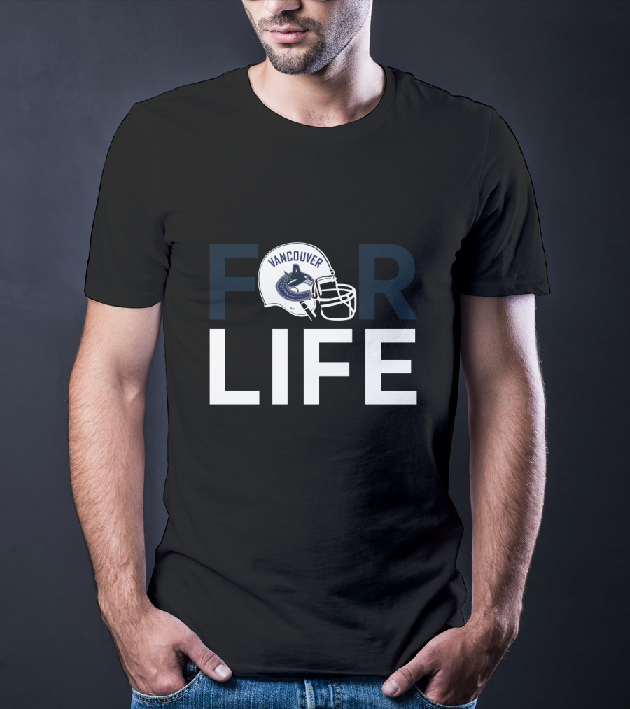 Vancouver Canucks Loyalty Emblematic Text Featuring Iconic Hockey Helmet T-Shirt
