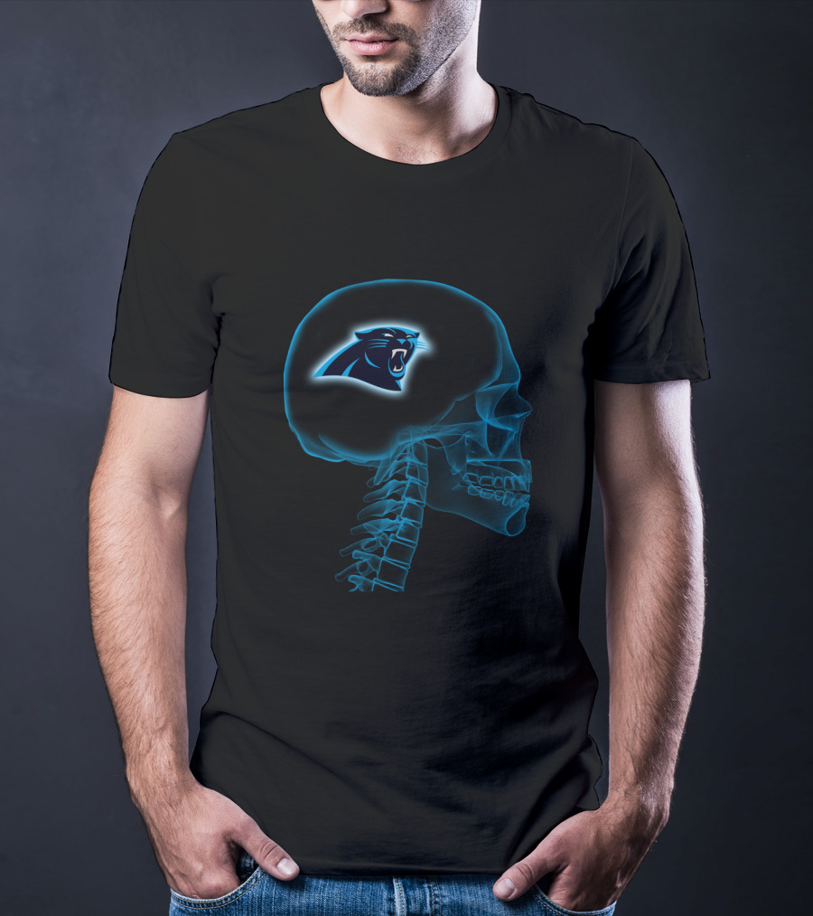 Carolina Panthers Skull Brain Halloween Theme T-Shirt