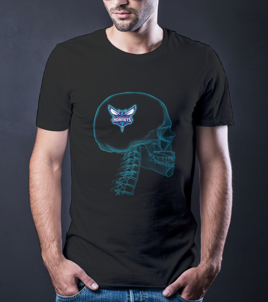 Charlotte Hornets Brain Logo Halloween X-Ray T-Shirt