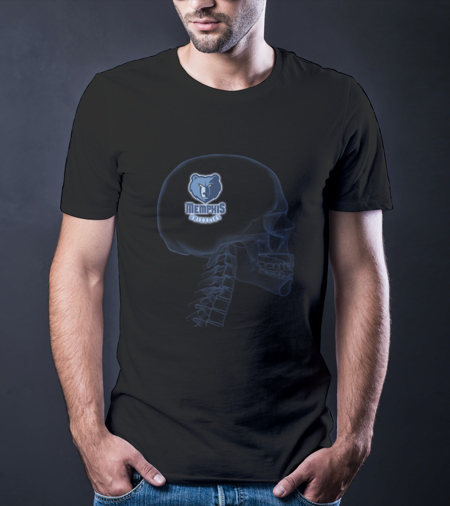 Memphis Grizzlies Brain Logo Halloween Skeleton T-Shirt