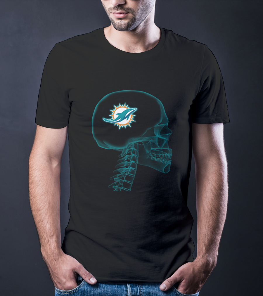 Miami Dolphins Logo Inside X-Ray Halloween Theme T-Shirt