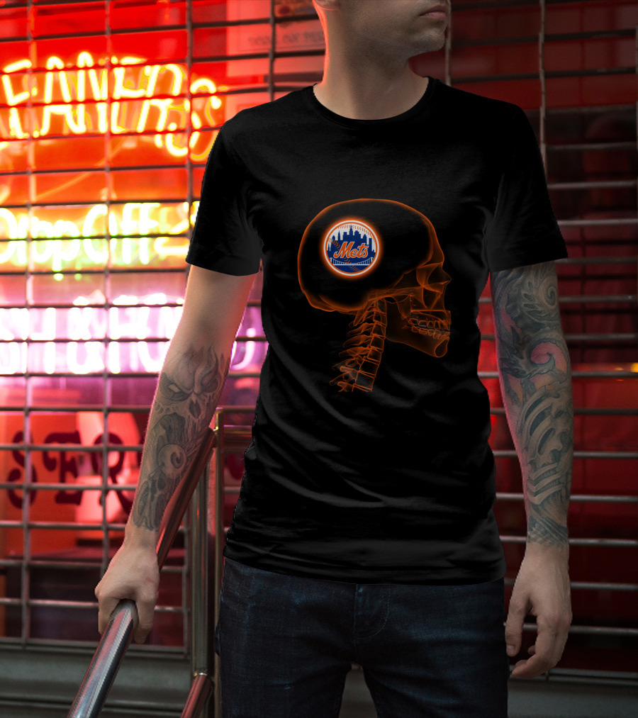 New York Mets Halloween Skull Brain Logo For Fans T-Shirt