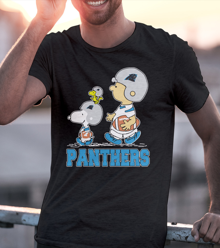 Snoopy Woodstock Charlie Brown Carolina Panthers Fans T-Shirt