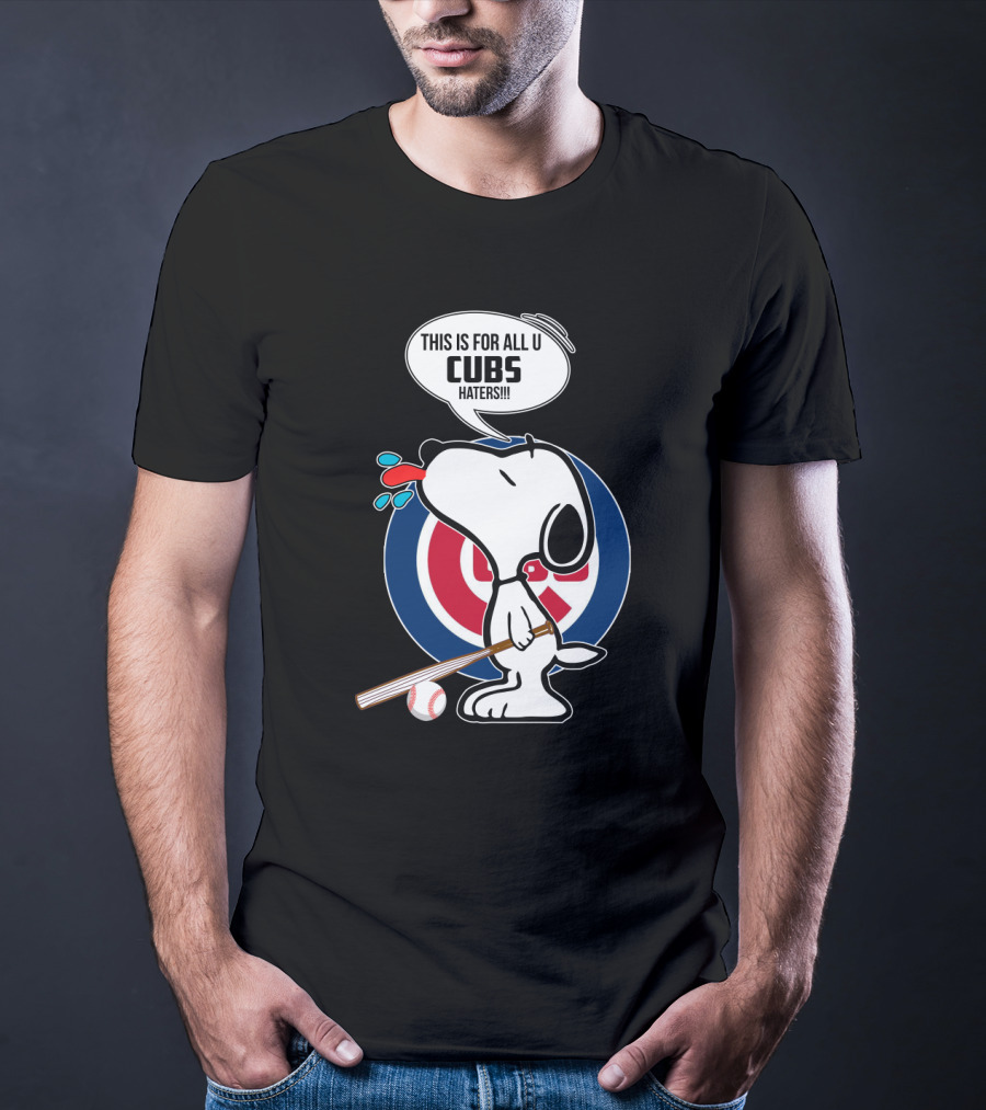 Snoopy Cubs Haters Cartoon Baseball Fan Fun T-Shirt