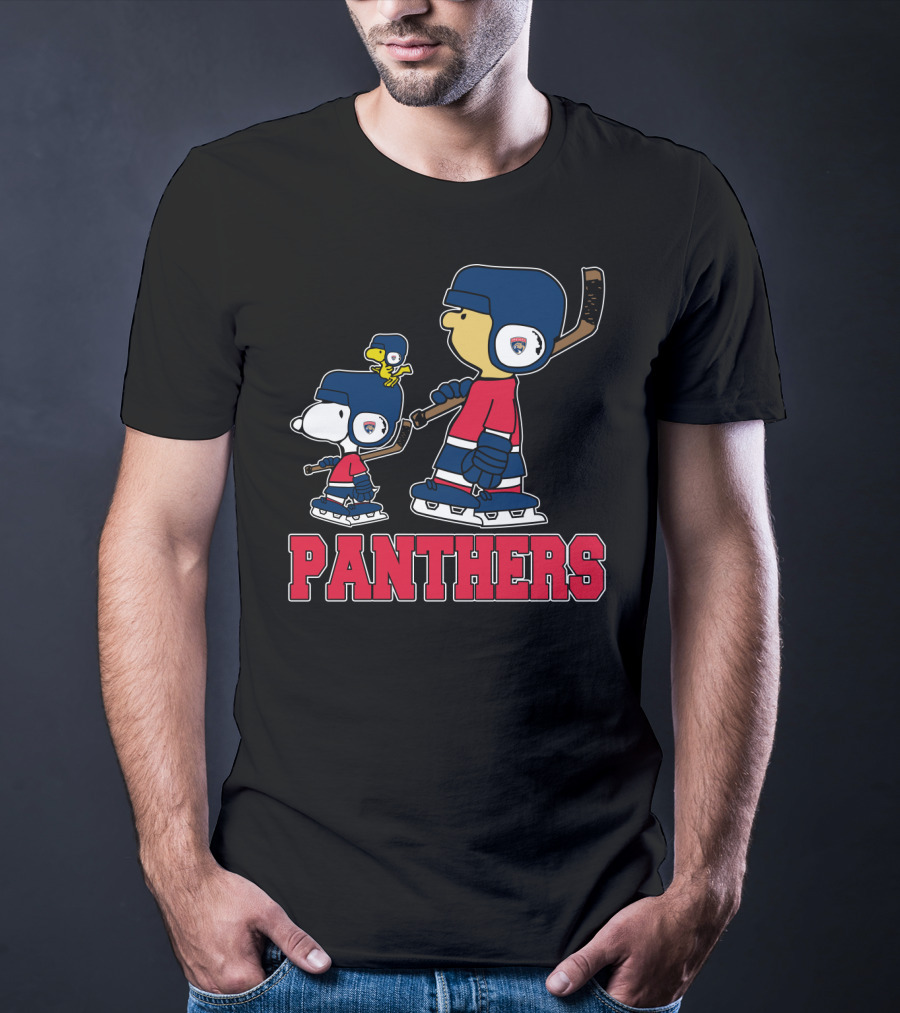 Snoopy And Friends Supporting Florida Panthers Hockey Fans T-Shirt