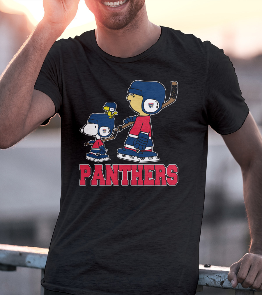 Snoopy And Friends Supporting Florida Panthers Hockey Fans T-Shirt