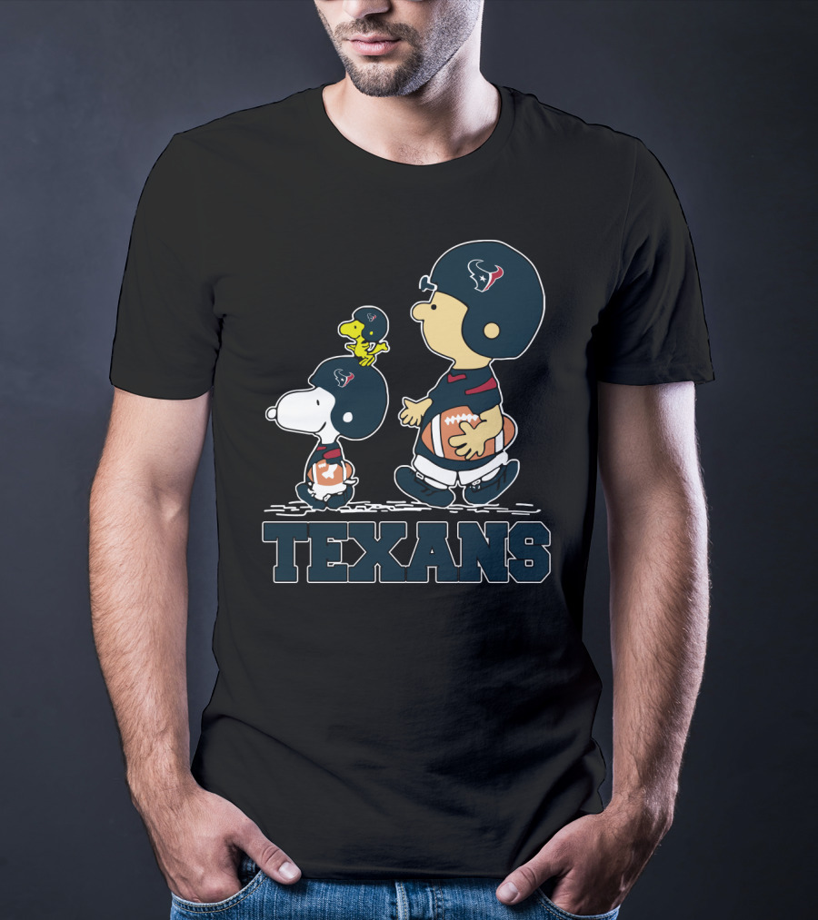 Snoopy Woodstock And Friends With Houston Texans Football Fans T-Shirt