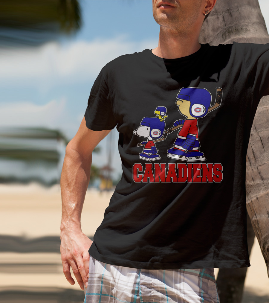 Snoopy Canadiens Fan Hockey Skate With Woodstock And Friends T-Shirt