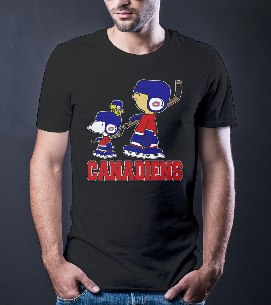 Snoopy Canadiens Fan Hockey Skate With Woodstock And Friends T-Shirt