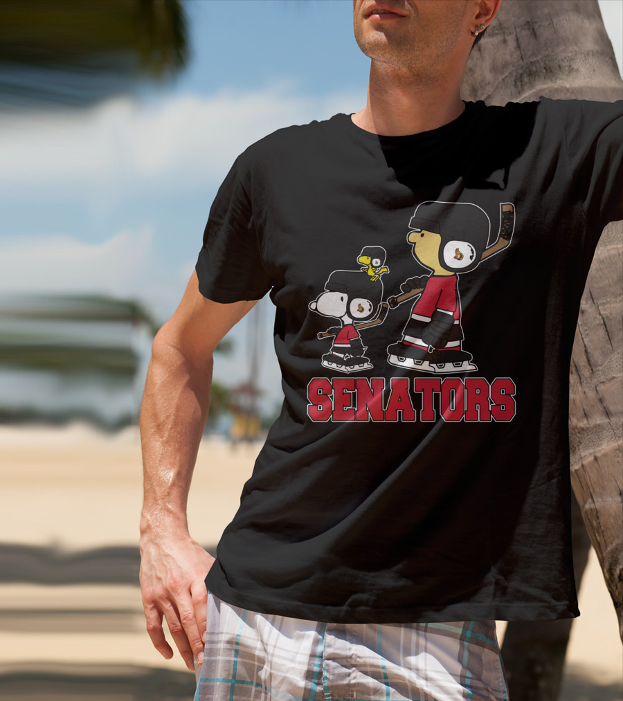 Senators Snoopy And Woodstock Ottawa Hockey Fans T-Shirt