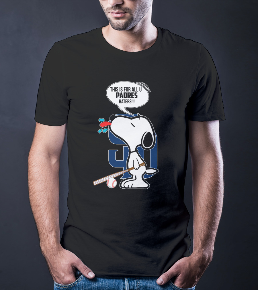 Snoopy Padres Haters Speech Bubble With Baseball And Bat T-Shirt