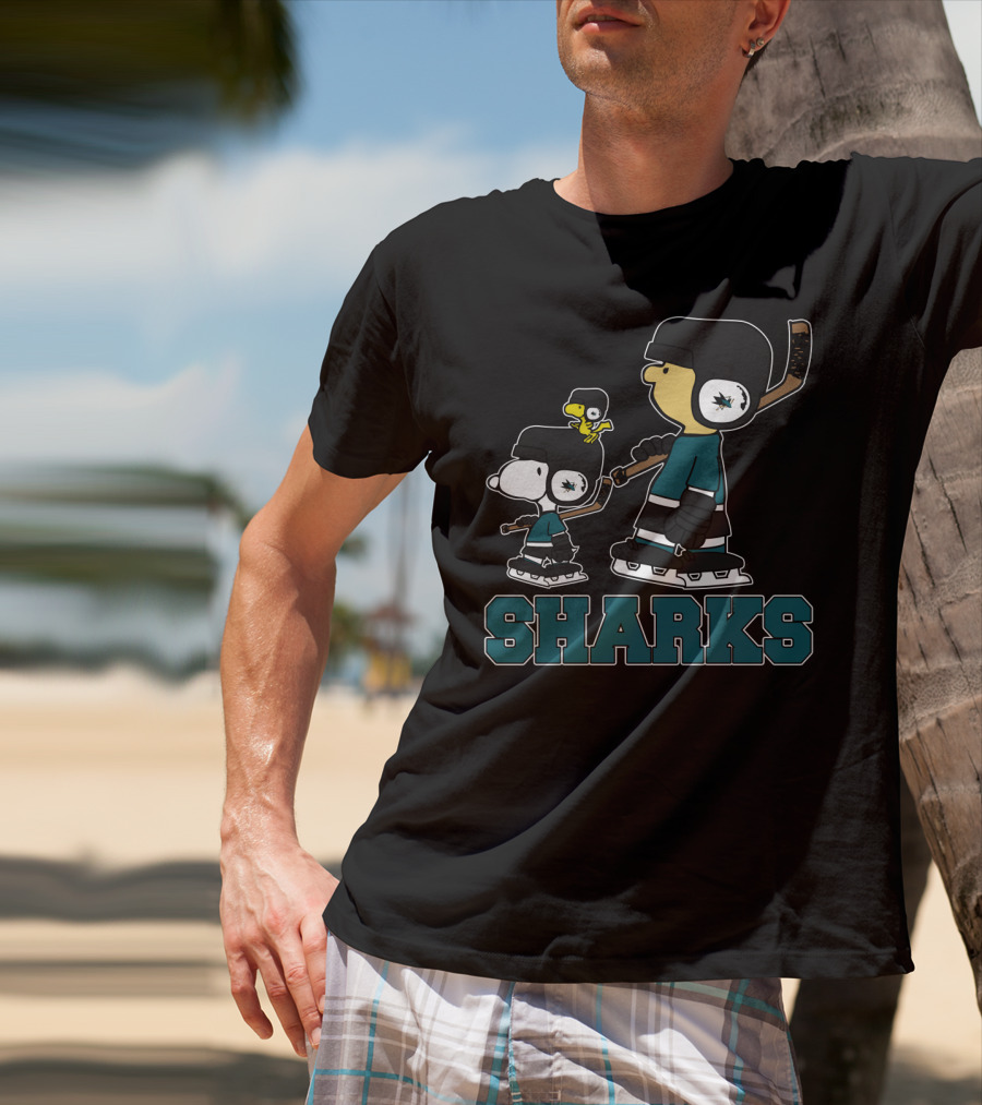 Snoopy And Woodstock San Jose Sharks Hockey Fans T-Shirt