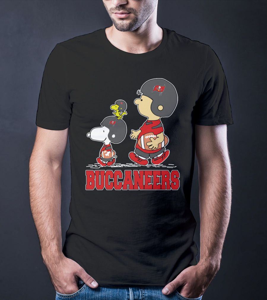 Snoopy Woodstock And Buccaneers Football Fans Featuring Iconic Characters T-Shirt