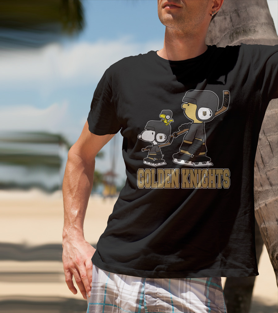 Snoopy Woodstock And Charlie Brown Golden Knights Fans T-Shirt