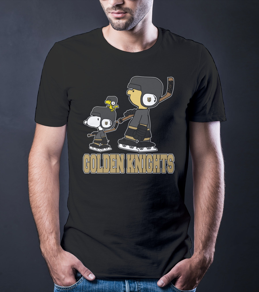 Snoopy Woodstock And Charlie Brown Golden Knights Fans T-Shirt