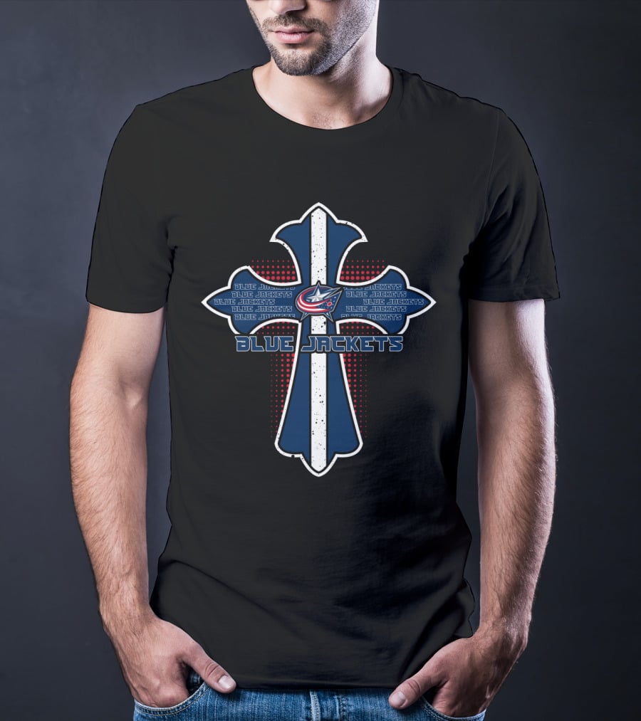 Blue Jackets Cross Columbus Repeated T-Shirt