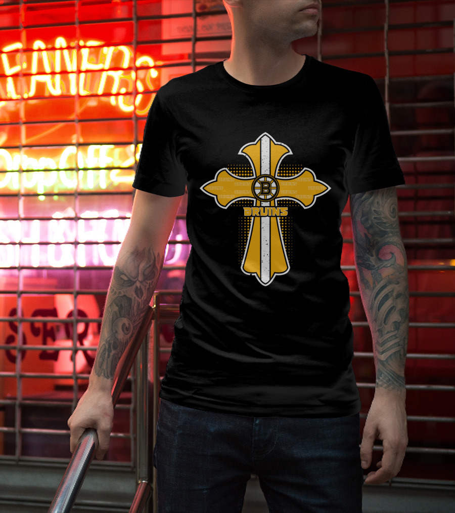 Cross Bruins Boston Fans Jesus T-Shirt