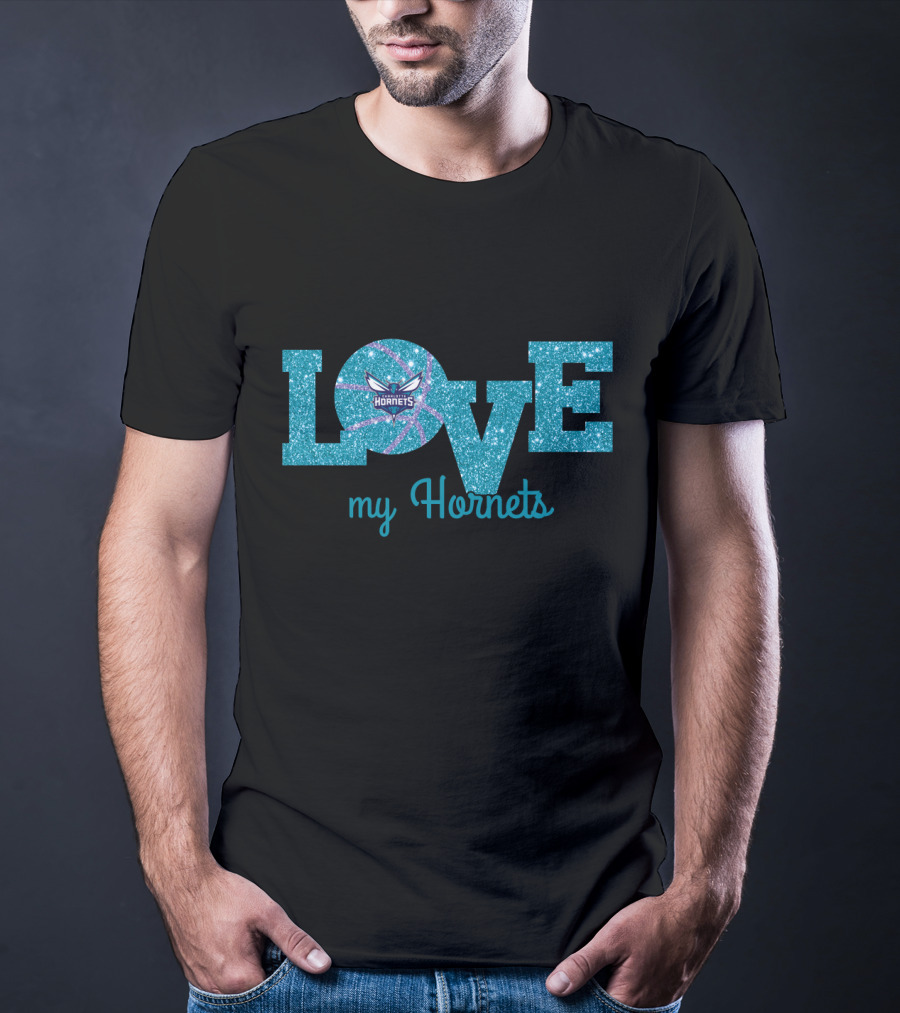 Love My Hornets Basketball Sparkle T-Shirt