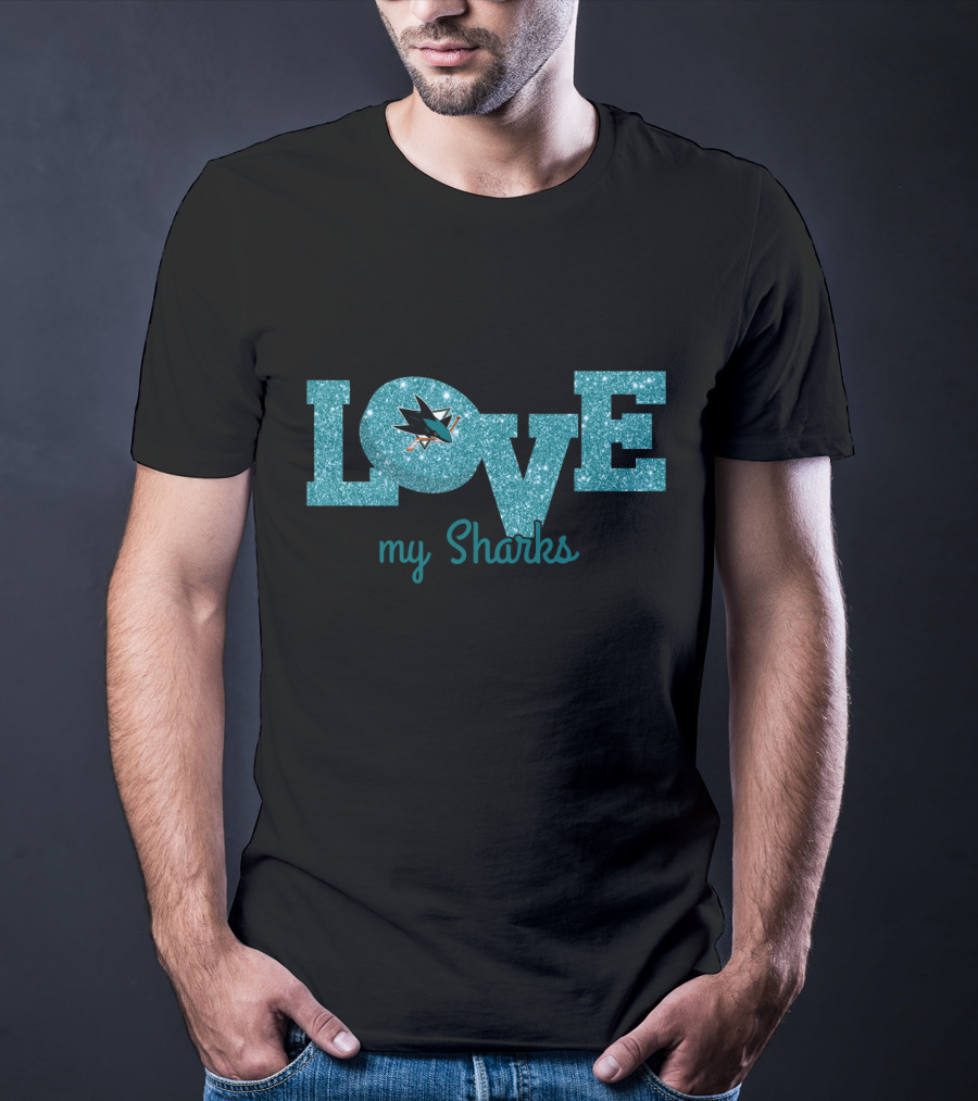 Sparkling Love My Sharks San Jose Enthusiasts T-Shirt