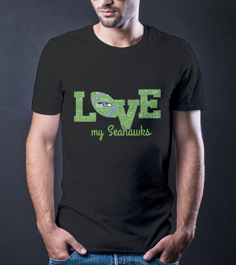 Love My Seahawks Football Green T-Shirt
