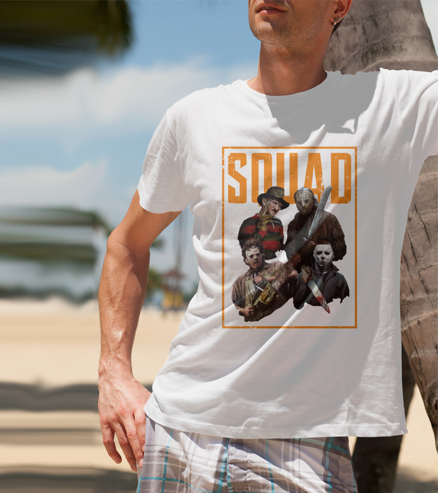 Squad Featuring Iconic Horror Characters In T-Shirt