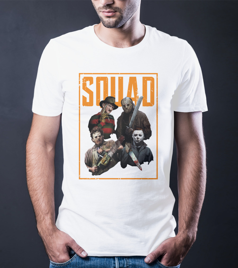 Squad Featuring Iconic Horror Characters In T-Shirt