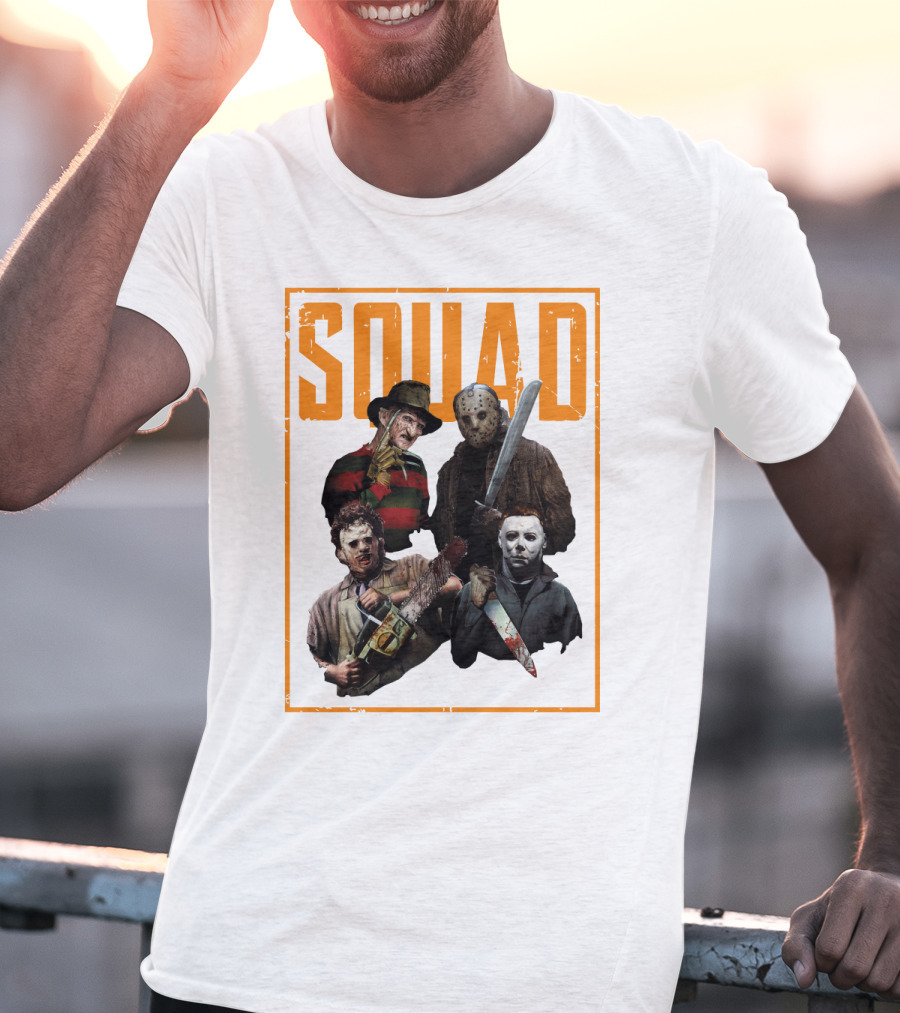 Squad Featuring Iconic Horror Characters In T-Shirt