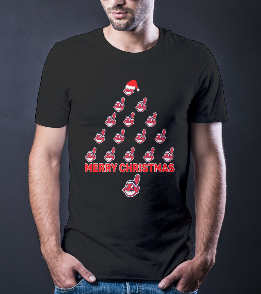 Merry Christmas Cleveland Indians Fans Christmas Tree T-Shirt