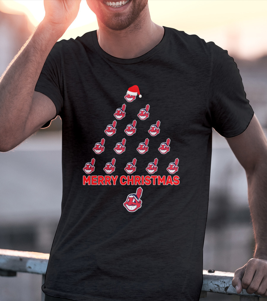 Merry Christmas Cleveland Indians Fans Christmas Tree T-Shirt