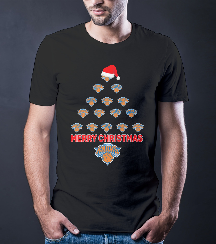 Merry Christmas New York Knicks Fans Festive Tree T-Shirt