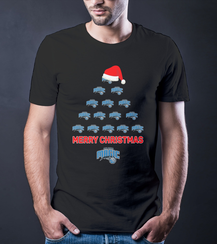 Merry Christmas Orlando Magic Tree Santa Hat T-Shirt