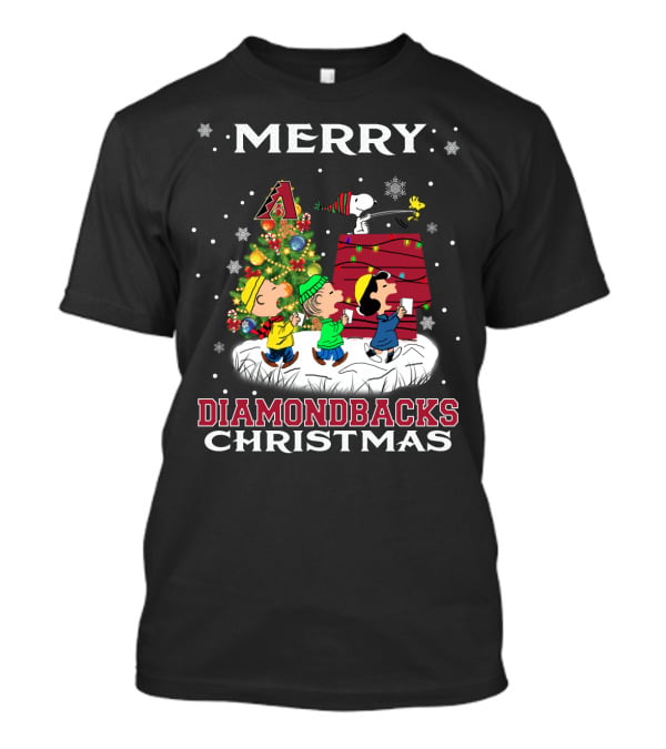 Merry Arizona Diamondbacks Christmas Snoopy Woodstocks Tree Lucy Blanket T-Shirt