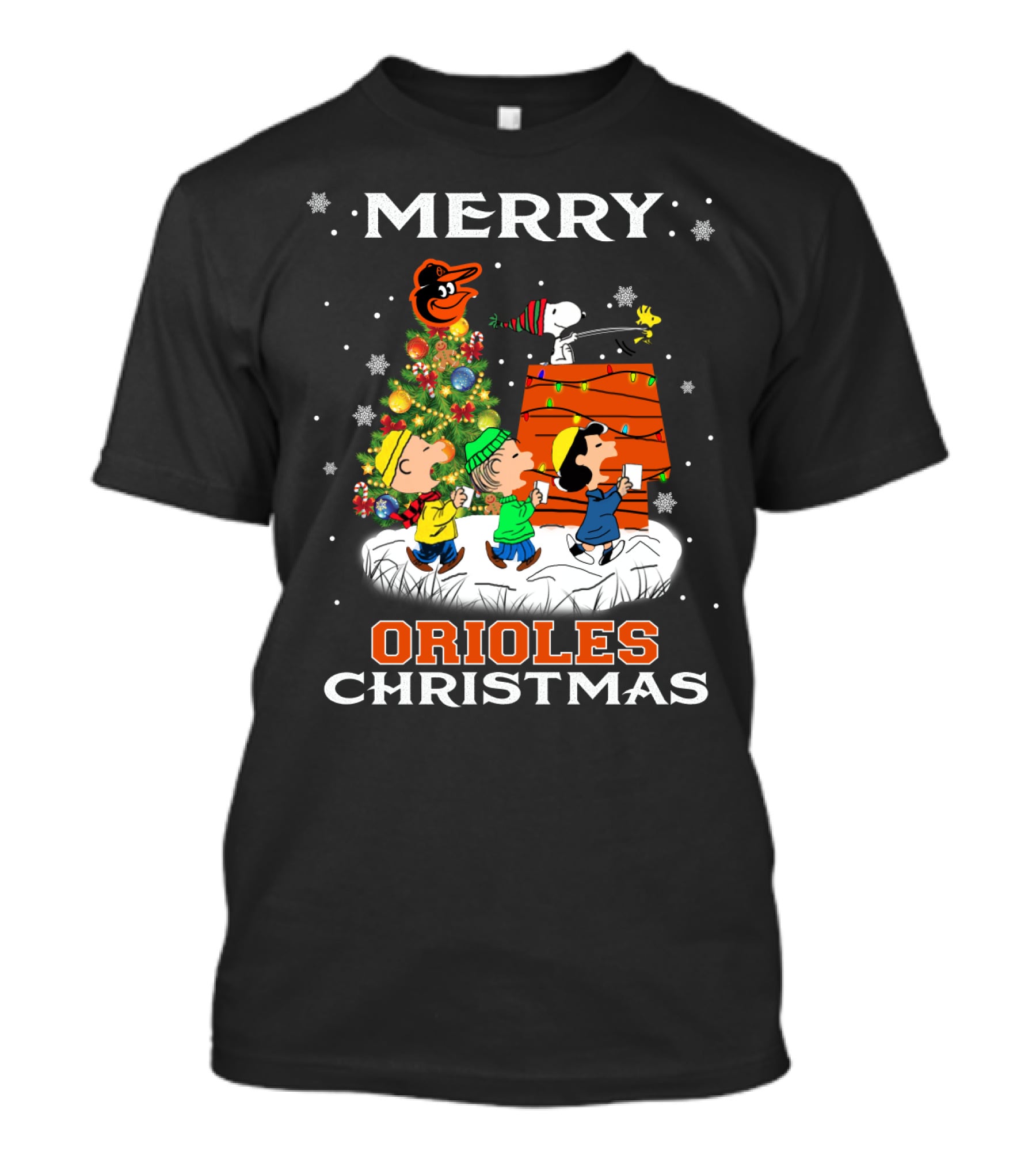Merry Orioles Christmas For Snoopy Fans T-Shirt