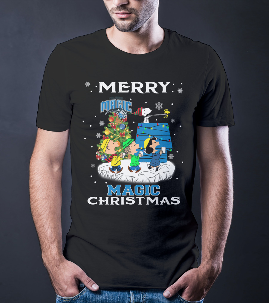 Merry Orlando Magic Christmas Snoopy And Friends Holiday Fun T-Shirt