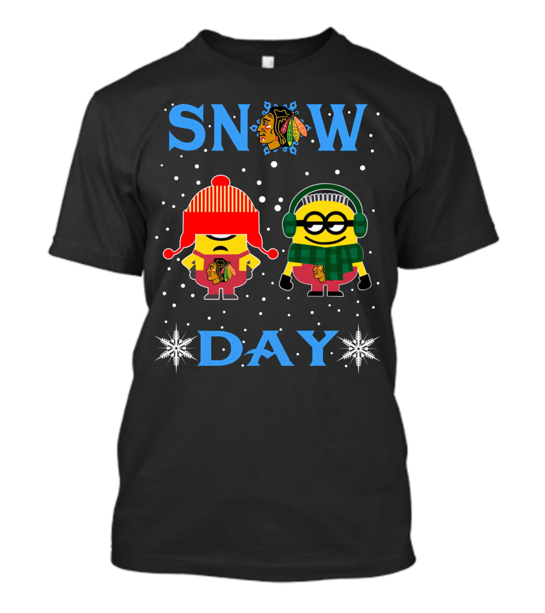 Snow Day Chicago Blackhawks Minion Characters T-Shirt